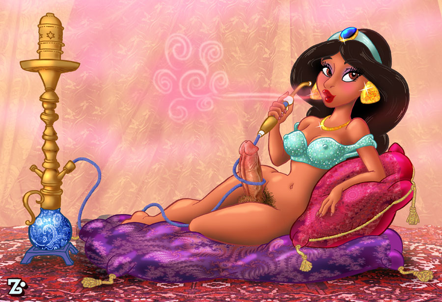 1futa aladdin bottomless breasts disney disney_princess futanari human intersex penis princess_jasmine solo_futa tagme zandersnazz