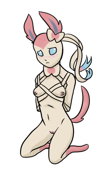 anthro bondage breasts eeveelution looking_down nintendo pokemon pokemon_(species) pussy sad_face sylveon video_games