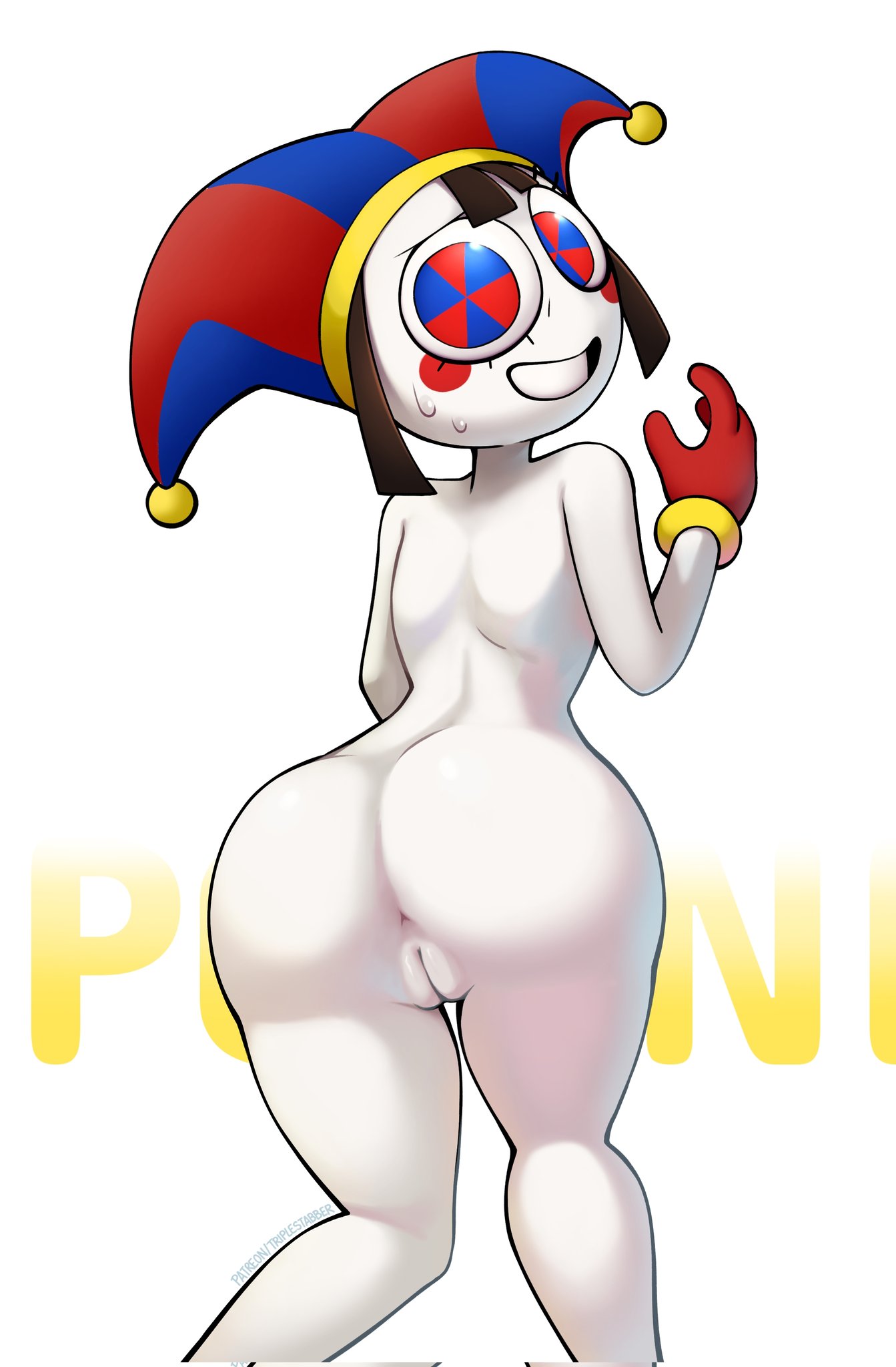 1girls, ass, completely nude, female, female only, glitch productions, naked, nude, nude female, pomni (the amazing digital circus), pussy, solo, the amazing digital circus, triplestabber, white skin, white-skinned female