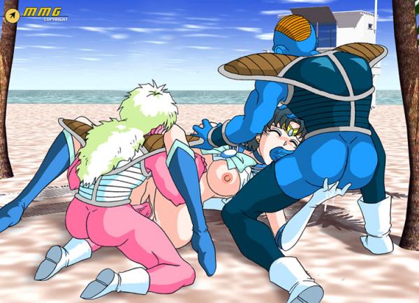 1girls 2boys ami_mizuno anal_fingering ass beach big_breasts bishoujo_senshi_sailor_moon blowjob blue_hair boots bottomless breasts burter circlet clothing crossover dragon_ball dragon_ball_z fellatio fingering jeice knee_boots medium_breasts mmario_grant mmf_threesome mmg naked_female nipples oral sailor_mercury threesome uncensored vaginal_penetration