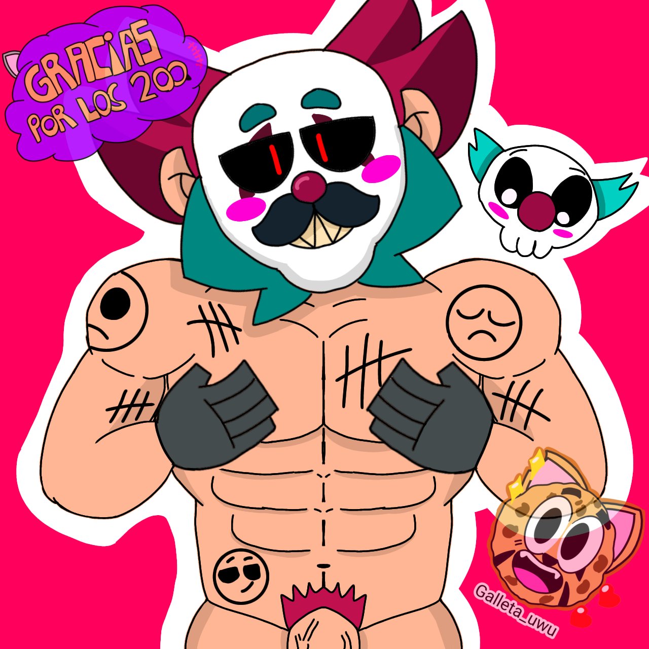 ass balls bara big_muscles brawl_stars breasts celebrity clown daddy dilf exhibitionism galleta_uwu gay hair moustache muscle muscular old penis provocative pubic_hair sam_(brawl_stars) sex skin spanish_text text