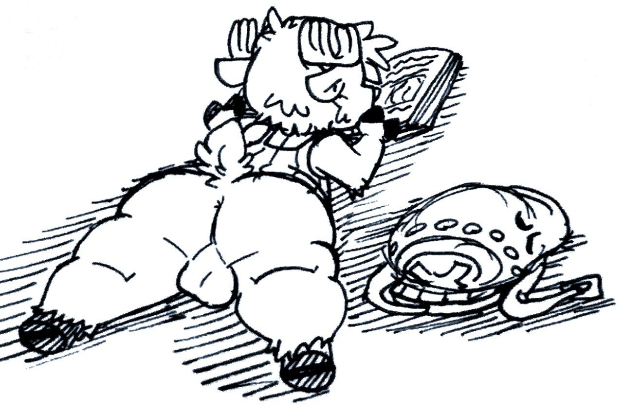 backsack big_ass bottomless fauxtellno1_(artist) furry lying_on_stomach one_piece reading reindeer tony_tony_chopper