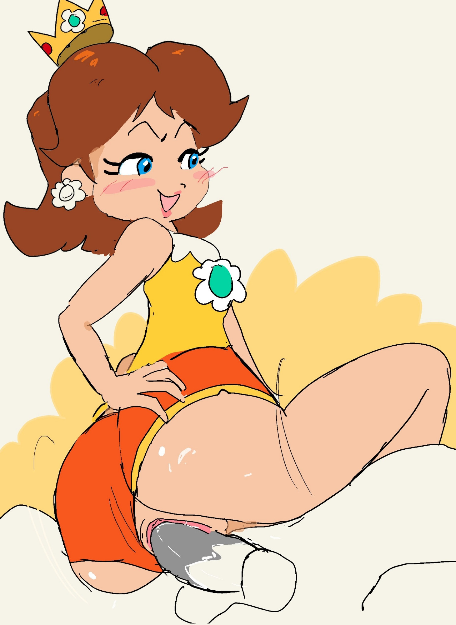 ass, ass focus, clothed sex, female, forbiddenchees8, mario (series), mario tennis, penetration, princess daisy, pussy, sex, shorts, thighs
