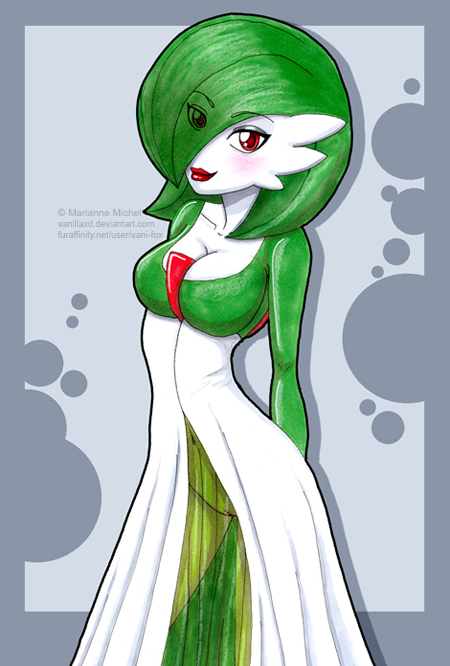 1girls blush breasts clothes color female female_gardevoir female_only female_pokemon gardevoir green_hair hair nintendo pokemon pokemon_(species) pokemon_rse red_eyes solo standing tagme vani-fox vulva white_skin