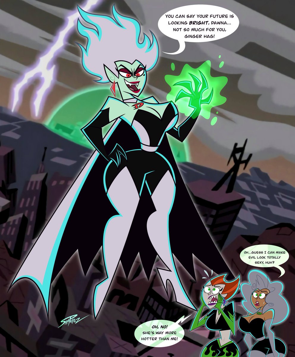 big_breasts danny_phantom dawna_fenton dawna_phantom ectoplasm high_heels nickelodeon nicktoons penelope_spectra samperez skin_tight thick_thighs white_hair