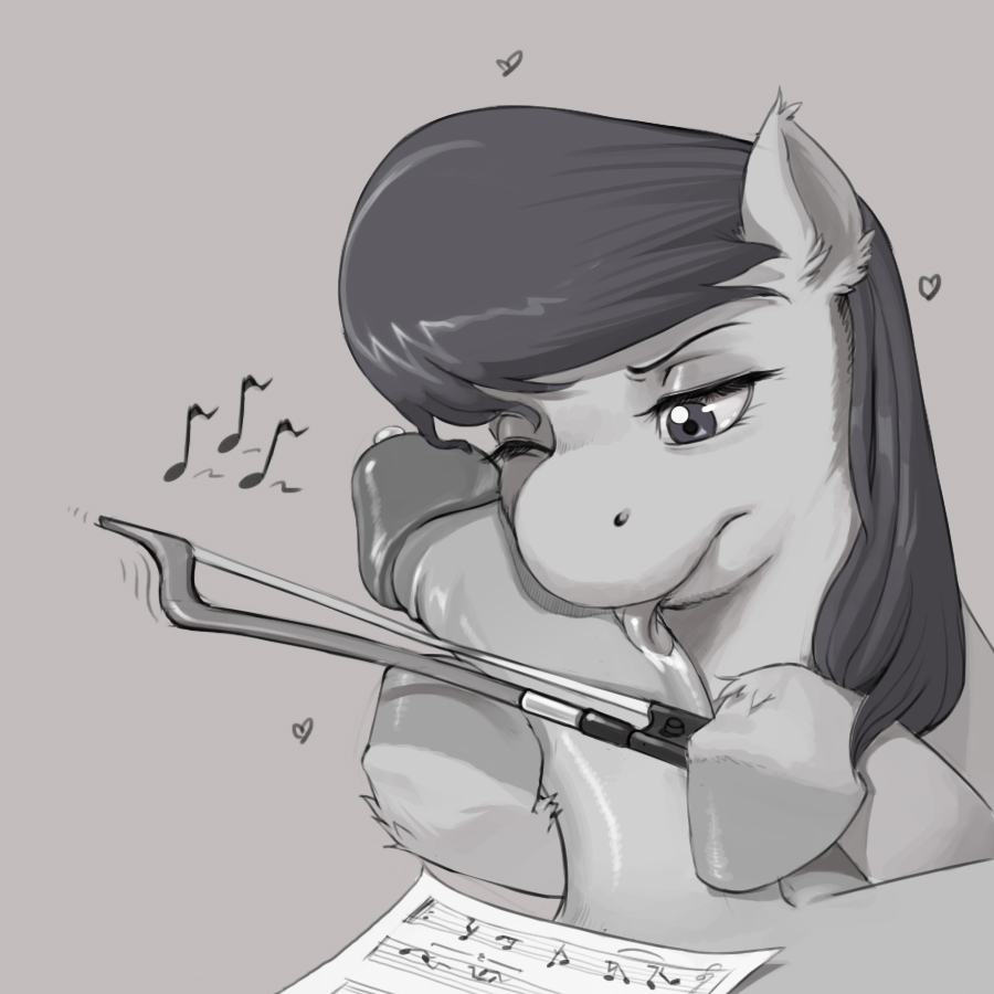 earth_pony equine female friendship_is_magic fur hooves inanimate kevinsano listening_to_music male musical_note my_little_pony notes octavia_melody pony sheet_music smooth_skin straight violin_bow what