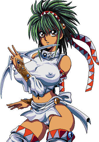 1girls annet annet_futatabi bare_shoulders big_breasts boots breasts brown_hair cameltoe ecchi el_viento erect_nipples female female_only green_hair large_breasts latina loincloth lowres midriff nipples peruvian_female solo thighs thong transparent_background warnerc