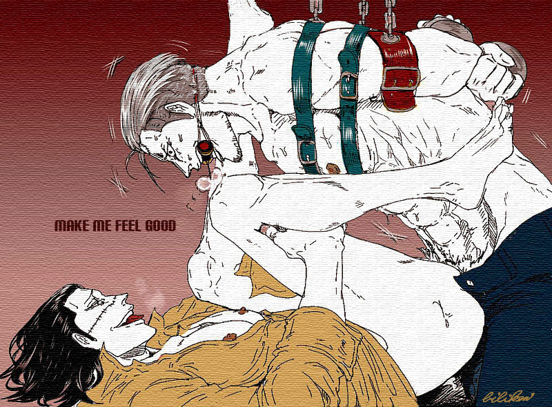 2boys anal arms_behind_back bondage bottomless bound_arms chained chains forced forced_yaoi gag gay male male_only malesub multiple_boys multiple_males muscle one_piece pixiv rape restrained sex sir_crocodile smoker_(one_piece) topless yaoi