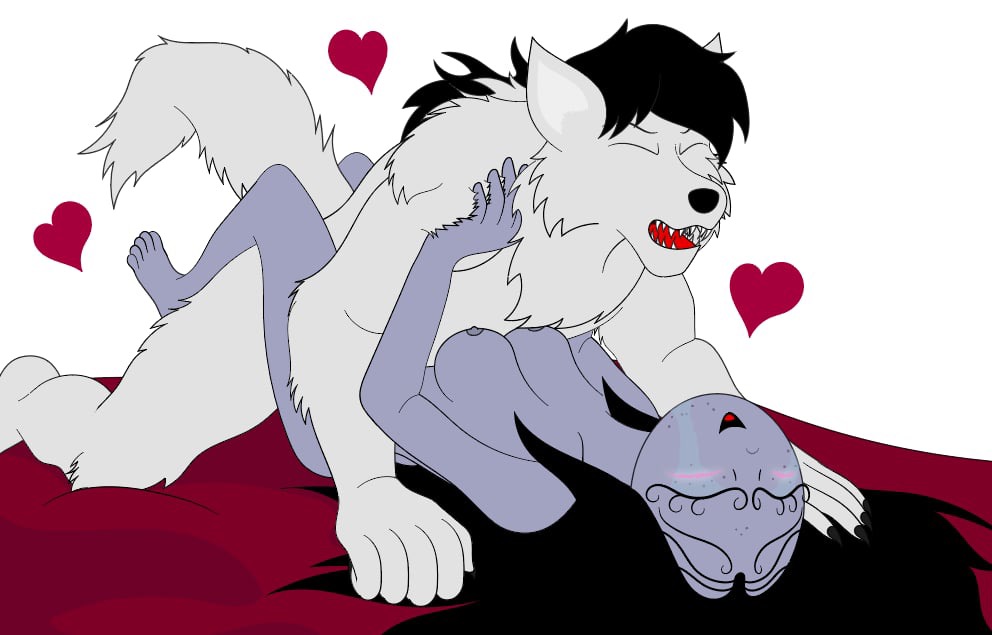 ambiguous_penetration banshee blackwolfart breasts furry heart_symbol hi_res interspecies male/female misery_(ruby_gloom) missionary missionary_position ocxcanon original_character romantic_couple ruby_gloom_(franchise) sex tagme tagme_(artist) werewolf wolf