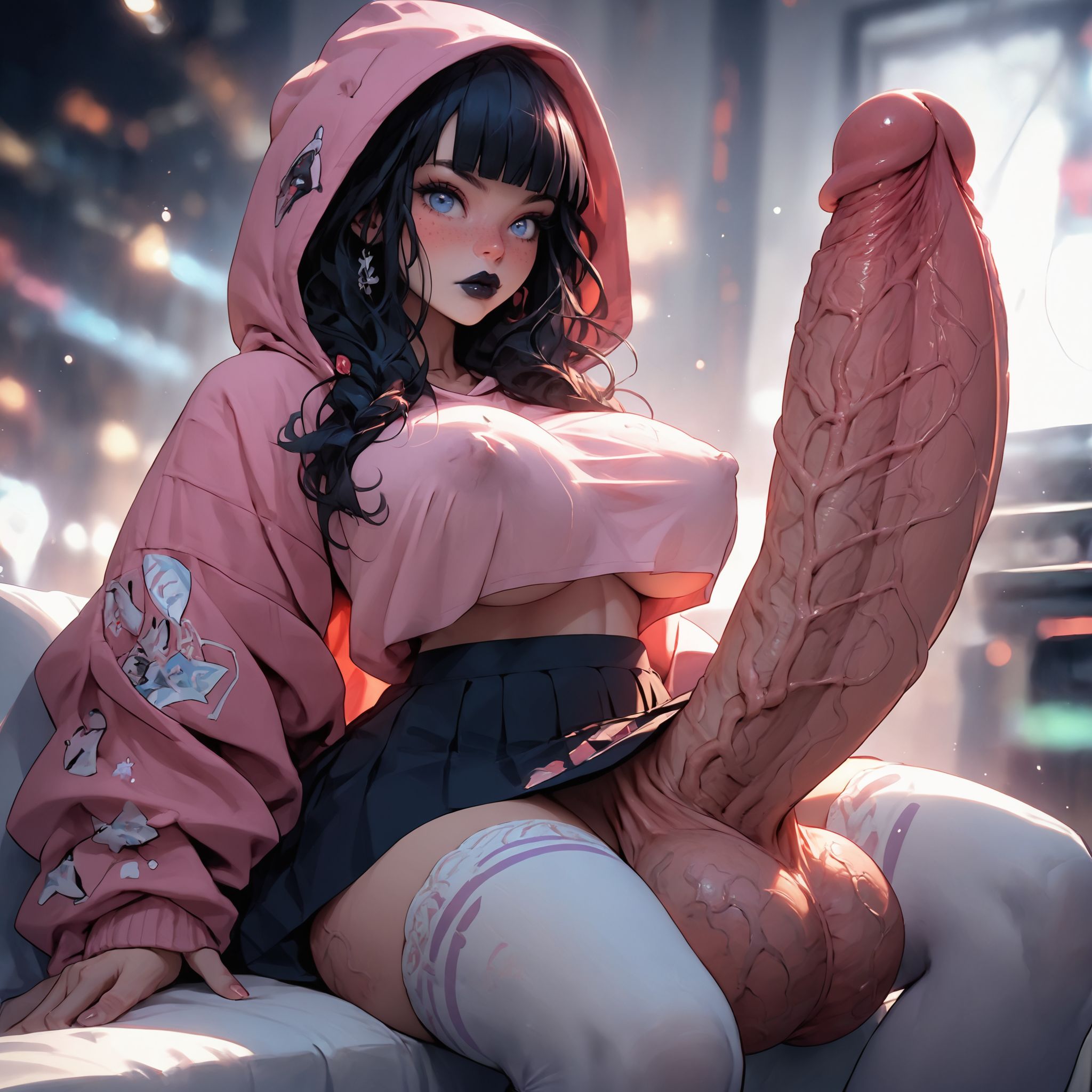 ai generated, cute, futa only, futanari, huge cock, intersex, penis, shennru, solo futa, tagme, veiny penis