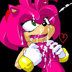 amy_rose clothing cum cum_in_mouth cum_on_body facial furry green_eyes hedgehog hotred oekaki open_mouth pressing_breasts_together seikoseeley sonic_(series)