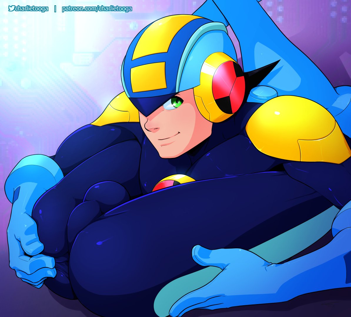 bodysuit capcom charlie_tooga clothing_skin fingering fingering_ass gay green_eyes helmet inviting_to_sex looking_at_viewer male male_only mega_man mega_man_battle_network mega_man_nt_warrior megaman.exe nintendo robot rockman rockman_exe rockman_exe_(character) solo spread_anus spread_anus_under_clothes uncensored video_games yaoi