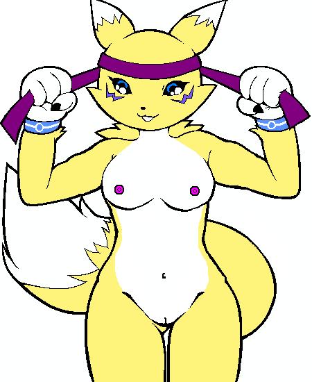 1girls 2d animal_ear breasts digimon digimon_tamers female female_only fur furry furry_only g-sun nipples nude nude_female pussy renamon smile solo straight_hair tail