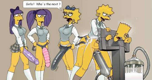 1boy 4girls anal bart_simpson bow cartoony clothing cum edit female female_rapist human incest kamitora lisa_simpson maggie_simpson male male_rape_victim malesub milking_machine multiple_girls pegging penis_milking questionable_anatomy sherri_mackleberry skirt straight strap-on terri_mackleberry the_fear the_simpsons twins