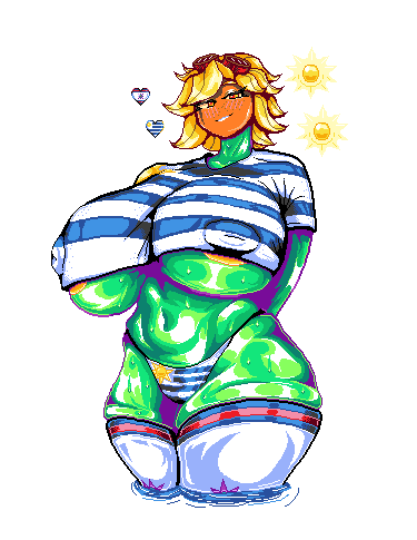 1female, 1girls, abs, blonde hair, breasts, clothing, female, female focus, female only, green skin, huge areolae, huge breasts, jeams sdx, panties, pixel art, plant, plant girl, plant humanoid, plants vs zombies, plants vs zombies: heroes, plants vs. zombies, pvz, pvz heroes, solar flare (peargor), solar flare (pvz), solo, solo focus, sunflower (pvz), wide hips, yellow hair