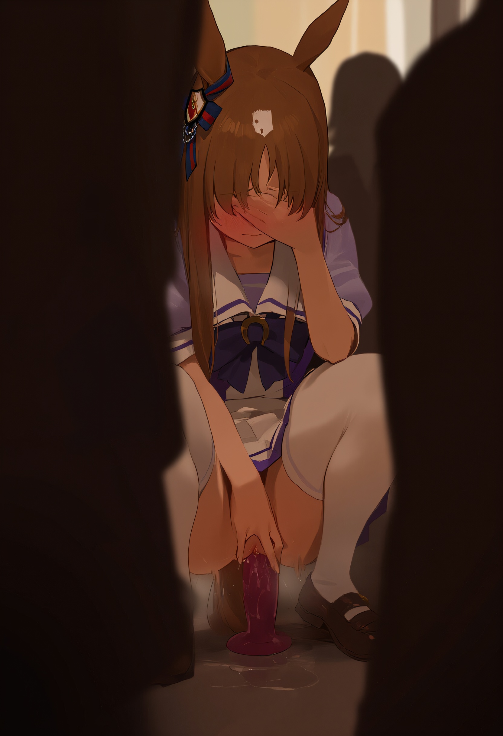 1girls, ai generated, animal ears, anthropomorphization, artist request, dildo, embarrassed, eyes, female, grass wonder (umamusume), hair, legs, pussy, skin, tagme, umamusume, umamusume pretty derby, young