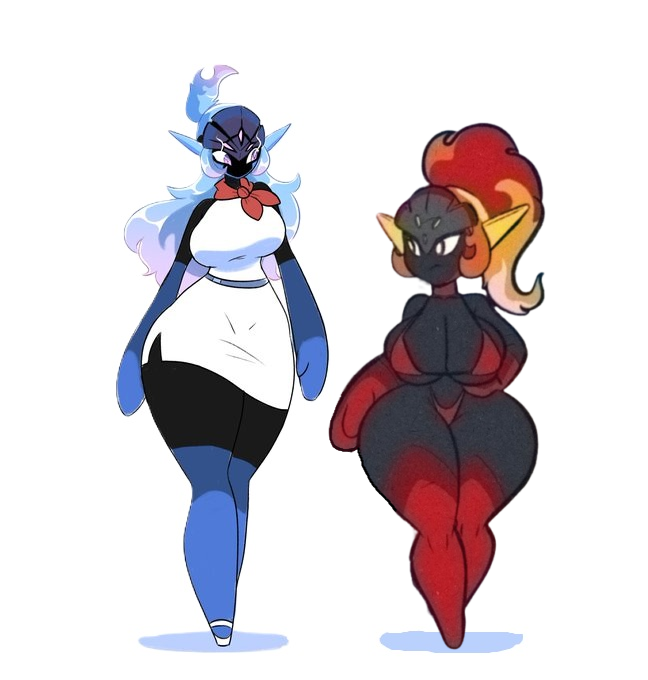2025, 2girls, anime, armarouge, breasts, ceruledge, female, furry, oddly bally, pokemon, pokemon horizons, tansau