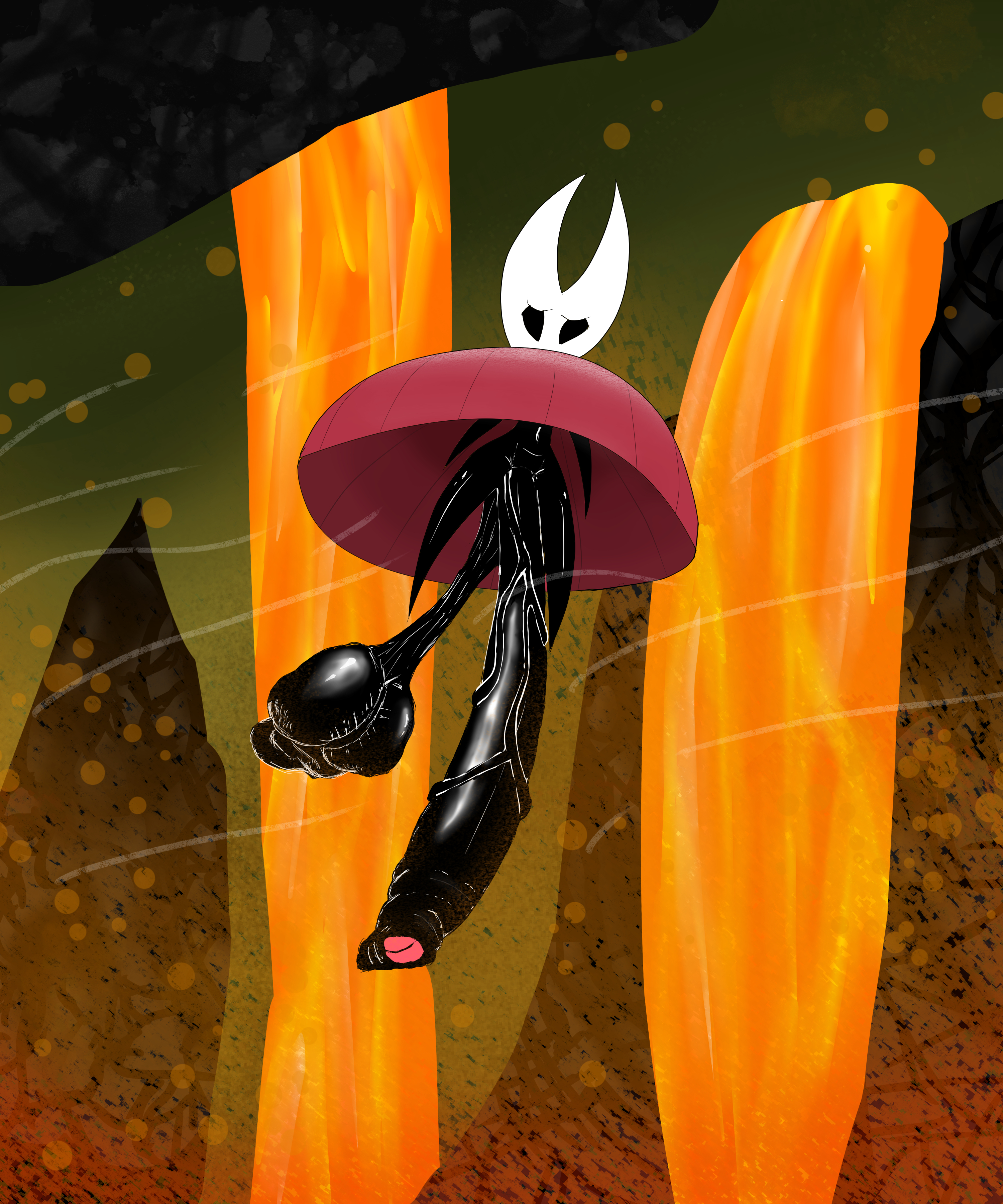 balls, flying, futanari, hollow knight, hollow knight: silksong, hornet (hollow knight), huge cock, hyper, hyper penis, intersex, long penis, penis, saggy balls, small but hung