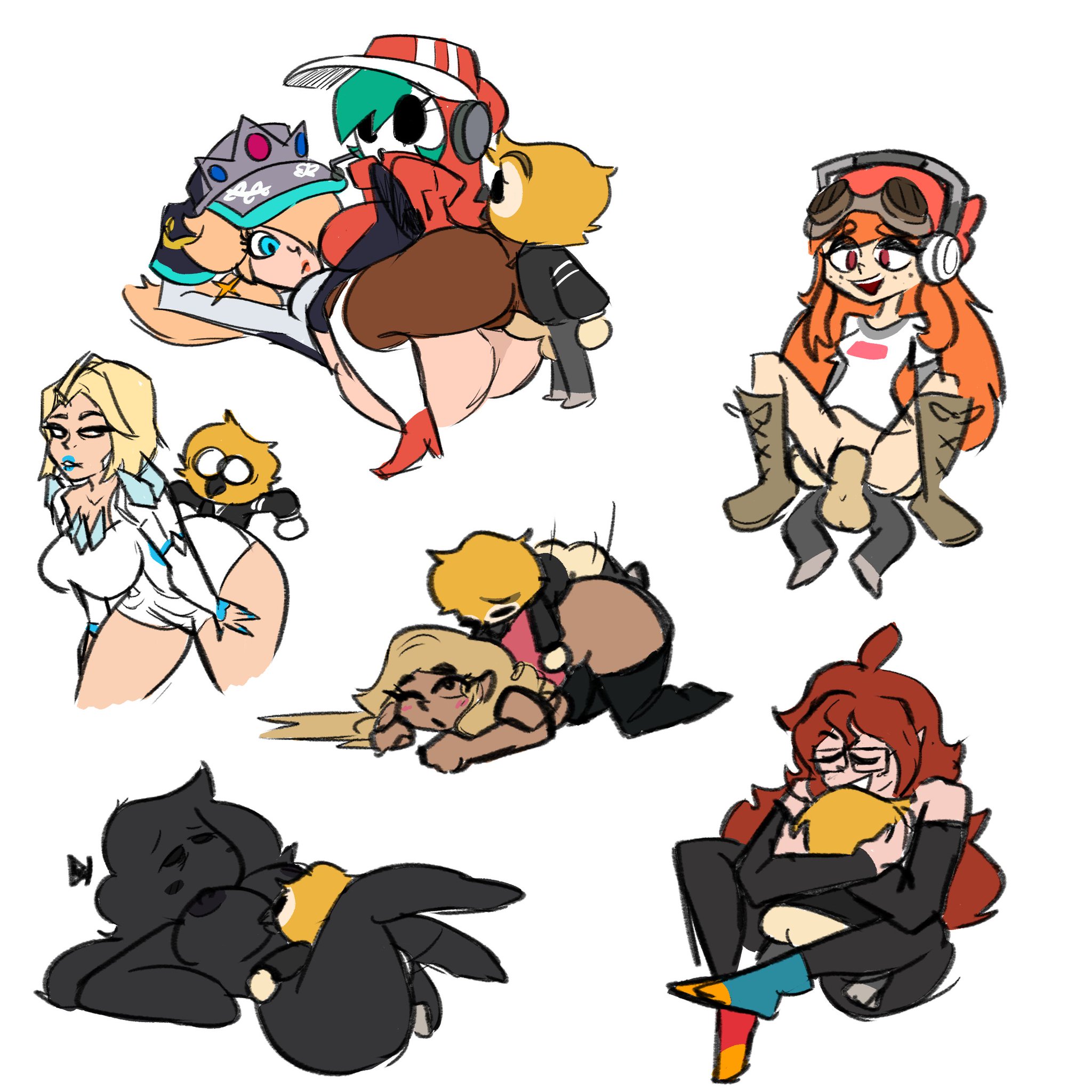1boy, 7girls, android 21, android 21 (human), cowgirl position, doggy style, dragon ball, dragon ball fighterz, emma frost, female, madam hunkydory, male, mario (series), mario kart, mario kart world, marvel, marvel comics, marvel rivals, meggy spletzer, missionary position, ni (darkprincess04), oc, princess rosalina, princess rosalina (pro racer), shy gal, sirwillydingdong, smaller male, smg4