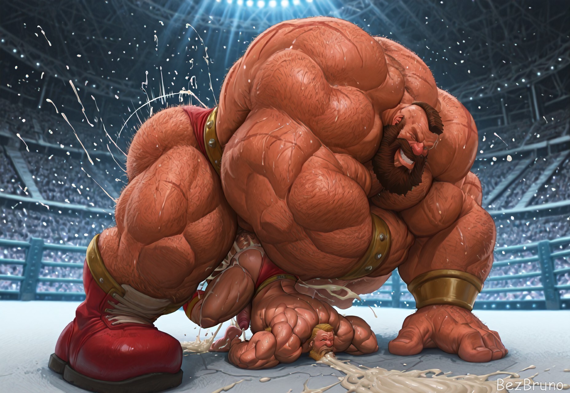 2boys, abs, ai generated, anal, anal sex, back, back muscles, bara, beard, bezbruno, big ass, big dom small sub, big muscles, big pecs, big penis, black hair, blonde hair, canon x oc, cum, cum all the way through, cum drip, cum everywhere, cum explosion, cum from mouth, cum in ass, cum inside, cum on ass, cum on body, cum on chest, cum on penis, cum while penetrated, cumshot, daddy, deep penetration, dilf, dominant, dominant human, dominant male, domination, ejaculation, erection, gay, hair, hairy, hairy ass, hairy back, hairy chest, hairy male, holding partner, huge ass, huge cock, huge muscles, huge pecs, human, human dominating human, human on human, human penetrated, human penetrating, human penetrating human, hunk, hyper, hyper muscles, larger human, larger male, male, male focus, male only, male penetrated, male penetrating, male penetrating male, male/male, mature, mature male, mohawk, moustache, muscles, muscular, muscular human, muscular male, orgasm, pecs, penetration, penis, penis in ass, pubic hair, sex, simultaneous orgasms, size difference, smaller human, smaller male, smaller penetrated, street fighter, submissive, submissive human, submissive male, sweat, yaoi, zangief