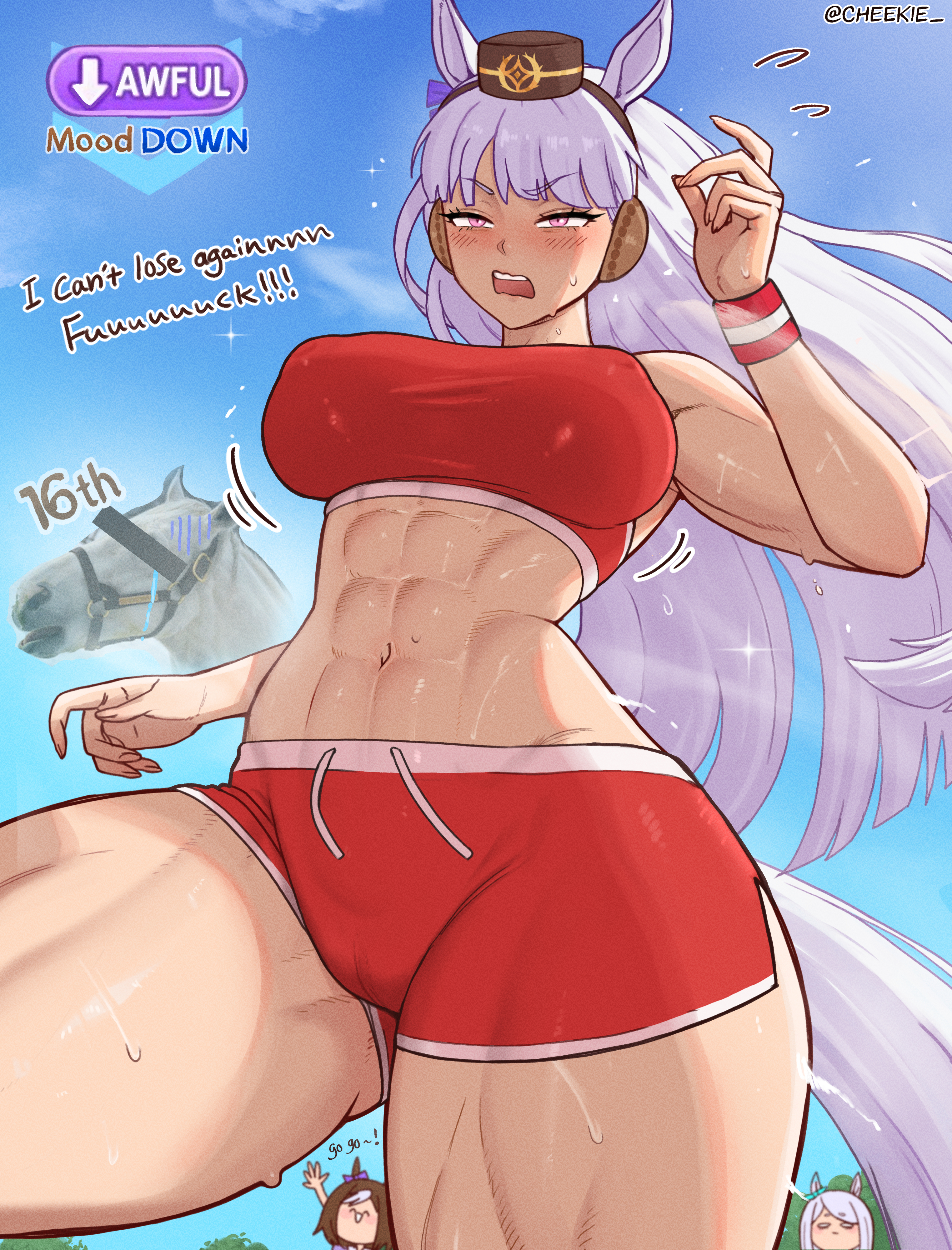 abs, athletic, athletic female, big breasts, breasts, cheekie0, curvaceous, curvy, curvy female, female, female focus, fit, fit female, gold ship (umamusume), huge breasts, large breasts, light skin, light-skinned female, slim waist, thick thighs, thighs, toned, toned female, umamusume, umamusume pretty derby, wide hips
