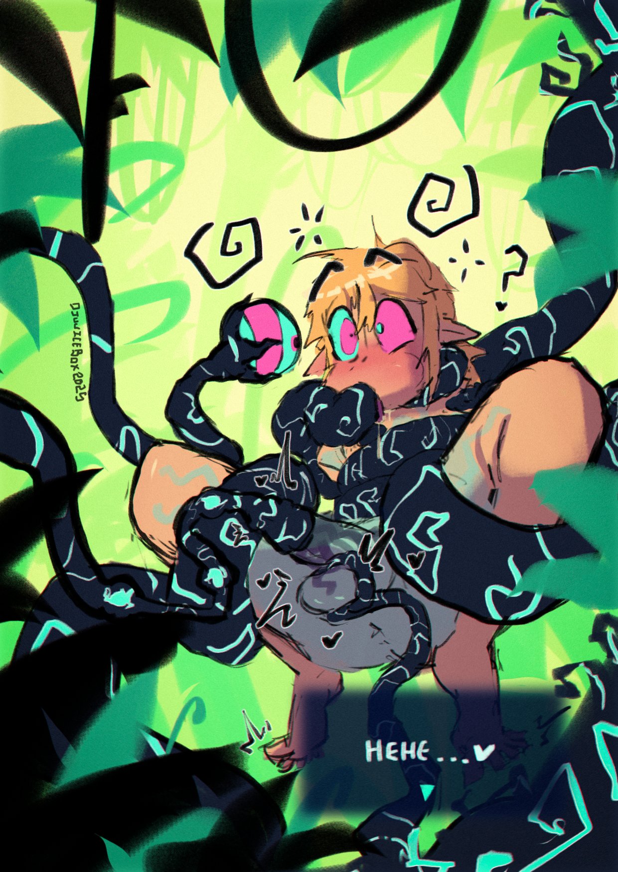 1boy, blonde hair, djuuicebox, femboy, gay, hi res, hypnosis, link, male, male only, nintendo, oral, pointy ears, rape, restrained, restrained by tentacles, solo, suspended via tentacles, suspension, tentacle, tentacle eye, tentacle in mouth, tentacle suspension, tentacles on male, the legend of zelda, wide eyed