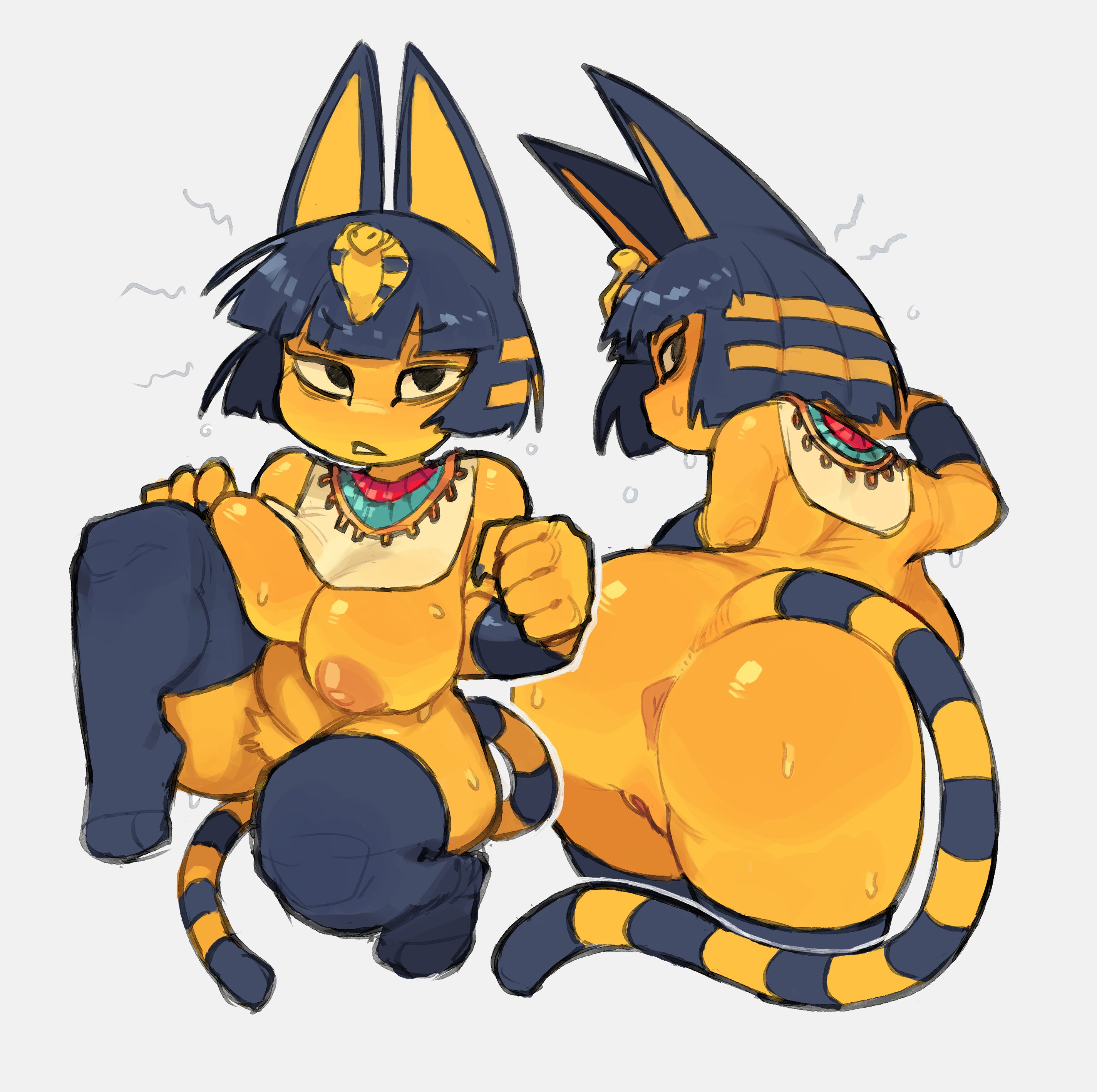 1girls, animal crossing, ankha, big ass, big breasts, big butt, blue hair, breasts, bubble ass, bubble butt, female, female focus, female only, large ass, large breasts, large butt, ruka481, solo, solo female, solo focus, yellow body, yellow fur, yellow skin