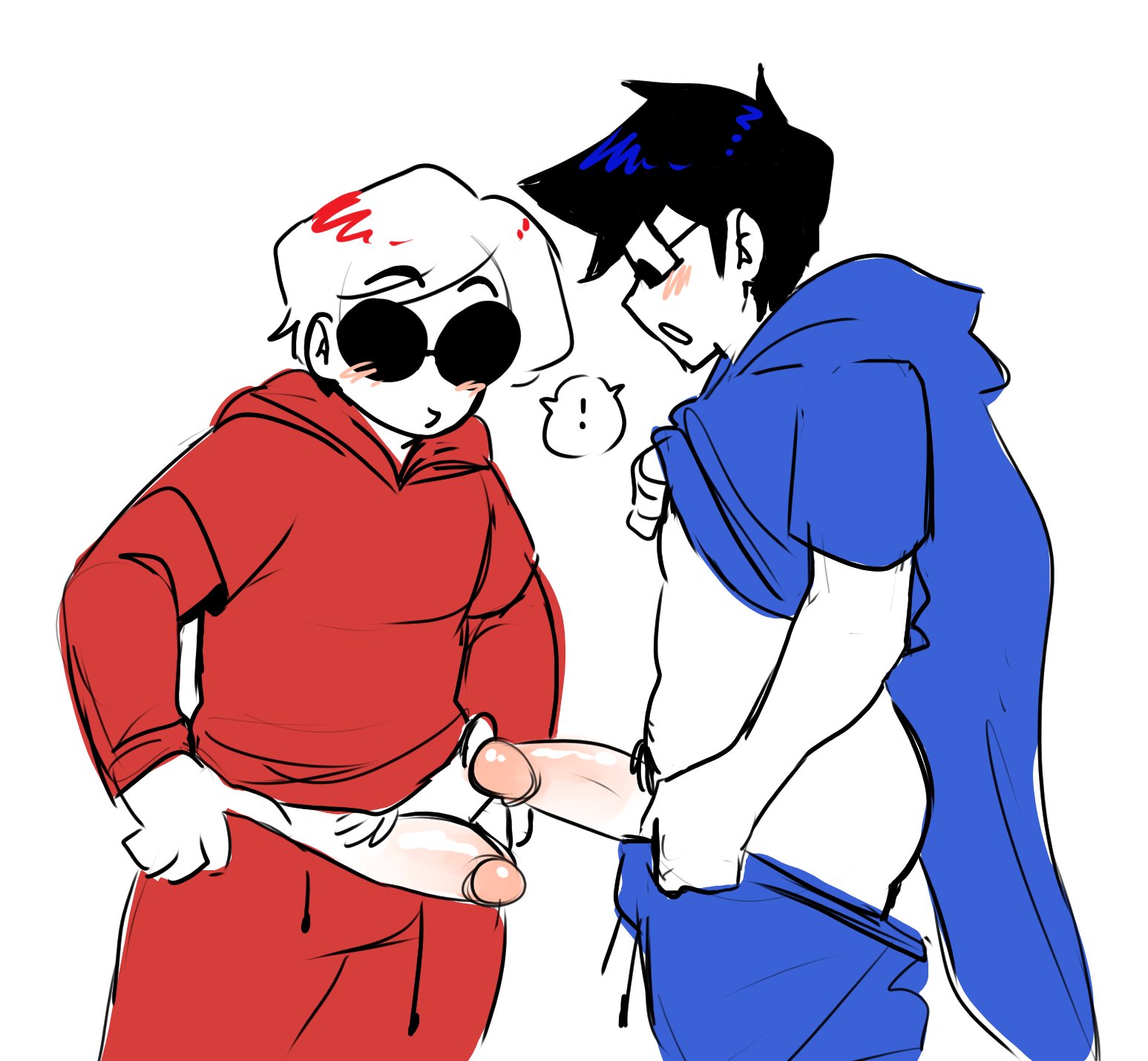 2boys, comparing penis, dave strider, homestuck, john egbert, male, male only, mcsiggy, penis, showing penis, shushsiggy, tagme
