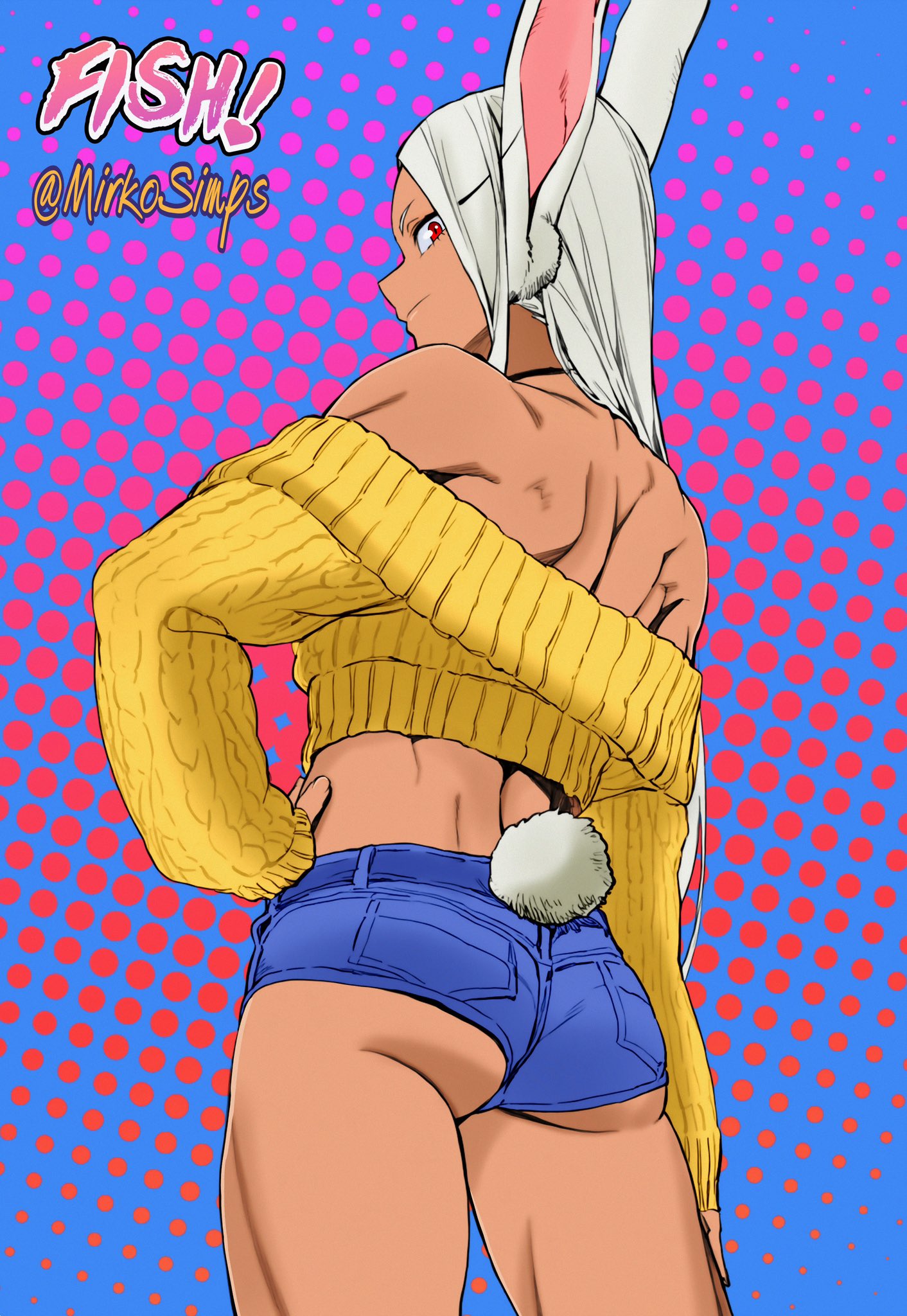 boku no hero academia, female, mirko, miruko, muscular, my hero academia, parallaxfused, rumi usagiyama, shorts, thick thighs, underass, usagiyama rumi