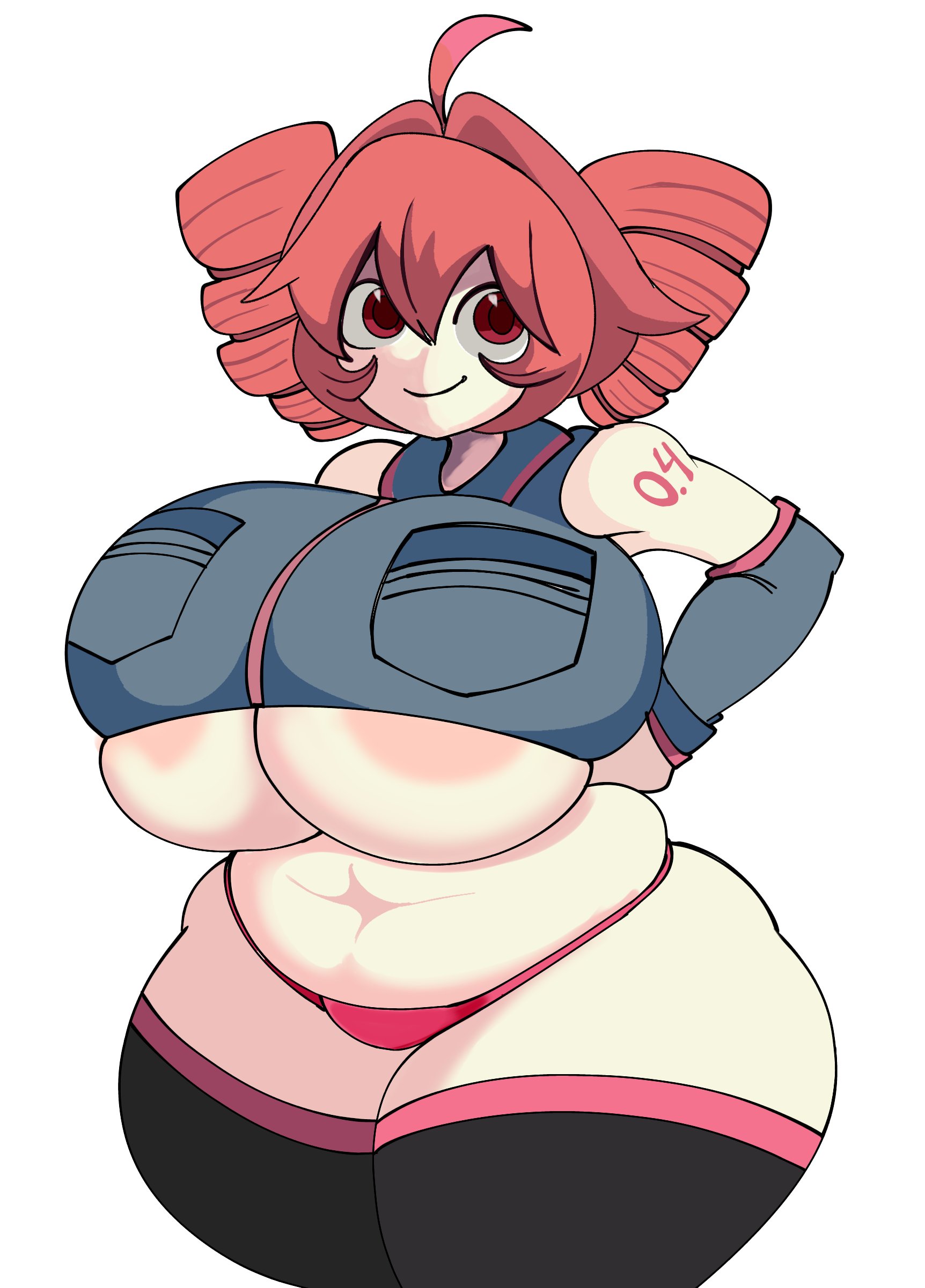 1000 yard stare, 1girls, 2d, 2d (artwork), aerolae, ahoge, areola slip, areolae, arm tattoo, arms behind back, ass, ass bigger than head, ass bigger than torso, ass visible from the front, barely contained, bbw, belly, big ass, big belly, big breasts, big thighs, breasts, breasts bigger than head, bursting breasts, chubby, chubby female, clothing, crop top, cropped jacket, curvaceous, curvy, curvy female, curvy figure, detached sleeves, fat ass, fat breasts, fat female, fat thighs, fatass teto, female, female only, gigantic ass, gigantic breasts, gigantic thighs, huge areolae, huge ass, huge breasts, huge thighs, hyper breasts, ineffective clothing, kasane teto, large areolae, large ass, large breasts, large thighs, lotxolt, love handles, massive ass, massive breasts, massive thighs, navel, nipple slip, nipples, panties, pink nipples, plump, plump ass, plump breasts, plump thighs, red eyes, red hair, simple background, skindentation, smile, solo, solo female, tattoo, thick thighs, thighhighs, thighs, thighs bigger than head, thighs bigger than torso, tight clothing, twin drills, underboob, utau, venus body, voluptuous, voluptuous female, white background, wide hips