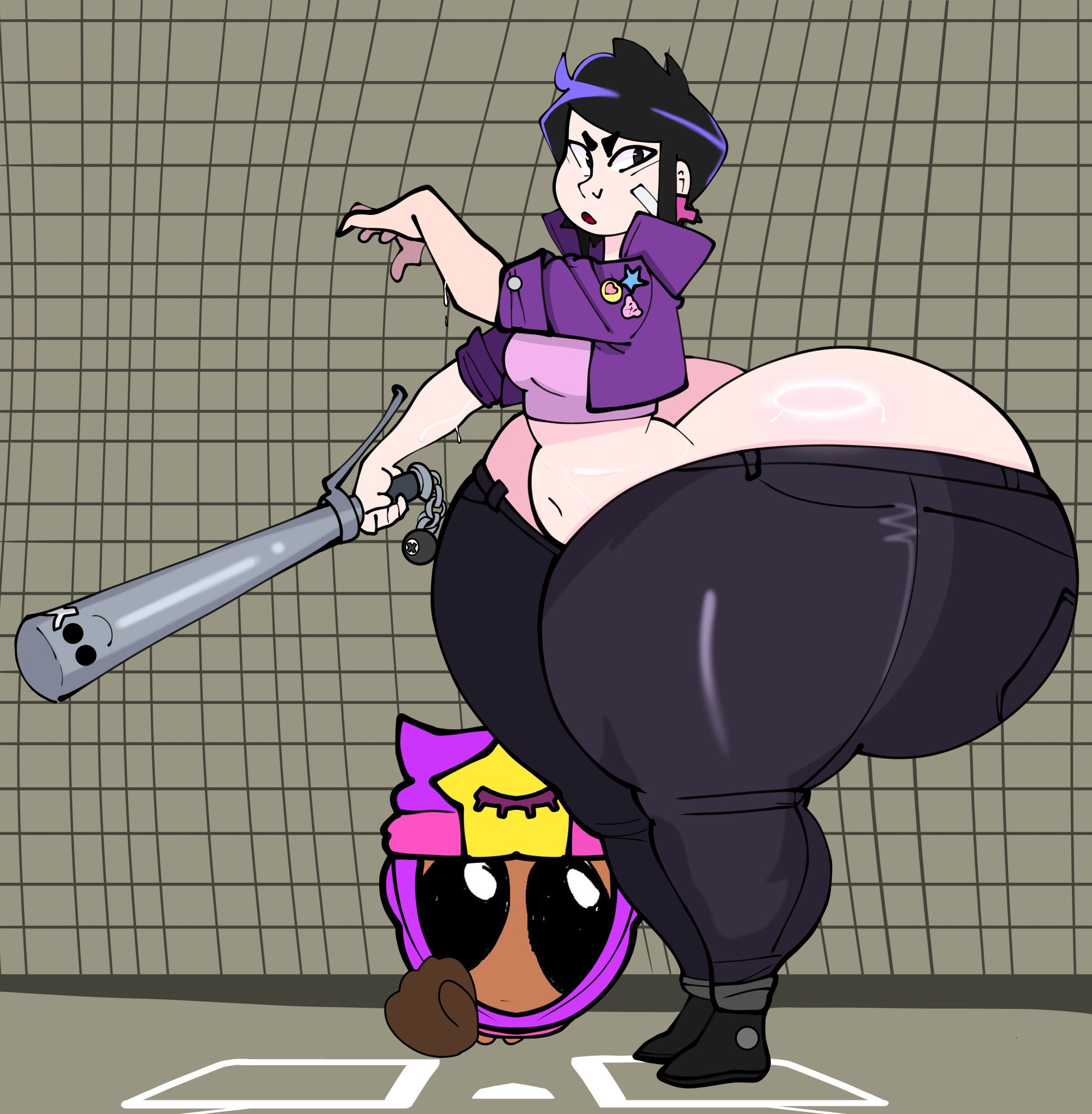 ass, baseball bat, belly, bibi (brawl stars), big ass, big butt, bottom heavy, brawl stars, breasts, color, colored, darktails84829, elpiromanias, fat ass, female, huge ass, hyper ass, jeans, plushie, recolor, sandy (brawl stars), small breasts, thicker than a bowl of oatmeal