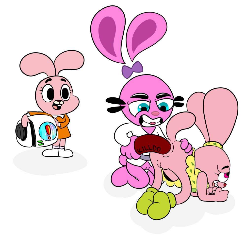 ! 1boy 1robot 2016 3girls 4_fingers anais_watterson anal anal_insertion animal_ears anthro anthrofied anus bent_over blue_eyes bobert_(tawog) bottomless cartoon_network chowder cleft_of_venus clothed clothing crossover dildo disney dress female footwear full_body humanoid_hands hybrid kneeling lagomorph mammal no_panties no_underwear open_mouth panini panini_(chowder) penetration pink_eyes pussy rabbit robot sex_toy shoes smile standing teeth the_amazing_world_of_gumball tongue uncensored vagina yin_(yin_yang_yo!) yin_yang_yo!