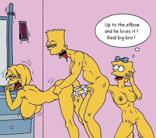 all_fours bart_simpson bent_over doggy_style female from_behind harem human incest lisa_simpson maggie_simpson male straight tagme the_fear the_simpsons yellow_body