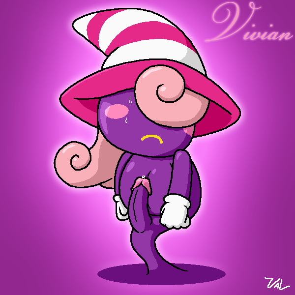 2d cock dick male male_only mario_(series) nintendo nsfw paper_mario penis purple_skin rule_63 solo standing tagme val_(artist) vivian_(paper_mario)