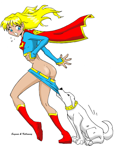 1girls ass blonde_hair blue_eyes dan_kellaway dc female krypto long_hair sugano supergirl