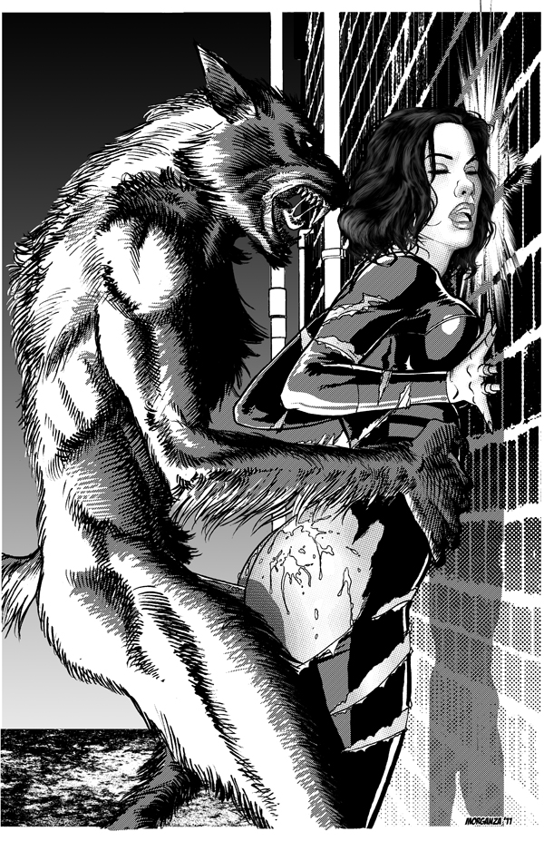 1boy 1boy1girl 1girls 1monster 2011 against_wall anthro black_and_white closed_eyes cum cum_on_ass female human human_on_anthro interspecies kate_beckinsale light-skinned_female light_skin lycan male monster morganza open_mouth ripped_clothes ripped_clothing ripped_pants selene_(underworld) straight torn_clothes underworld vampire wall werewolf