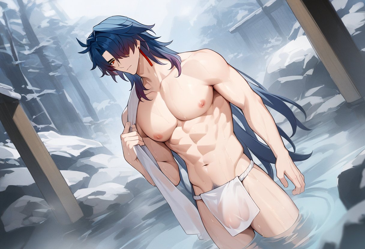 1boy ai_generated ai_golden_map anal blade_(honkai:_star_rail) cum gay honkai:_star_rail male male_focus male_only muscular muscular_male penis solo_male yaoi