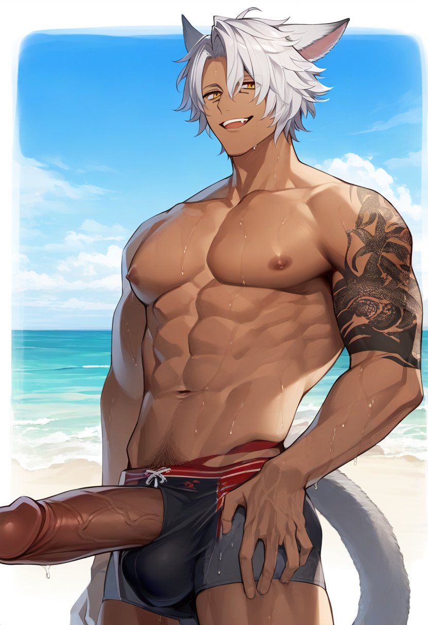 1boy ai_generated ai_golden_map anal character_request cum gay male male_focus male_only muscular muscular_male penis solo_male yaoi