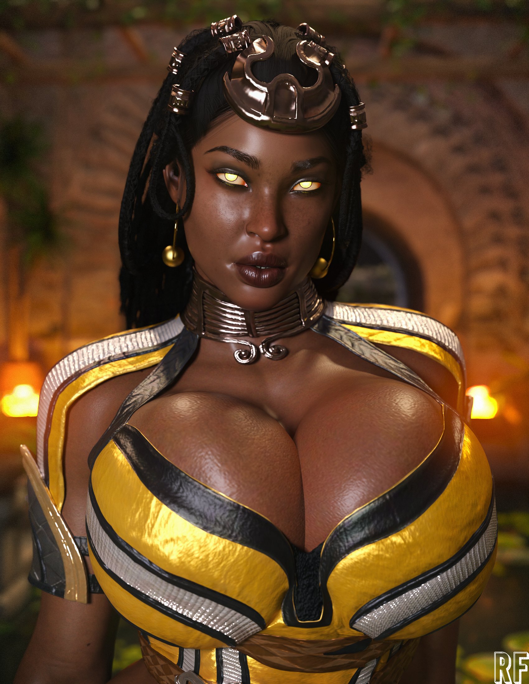3d, african, african female, big breasts, breasts, dark skin, dark-skinned female, female, huge breasts, mortal kombat, mortal kombat 1 (2023), rude frog, tanya (mortal kombat)