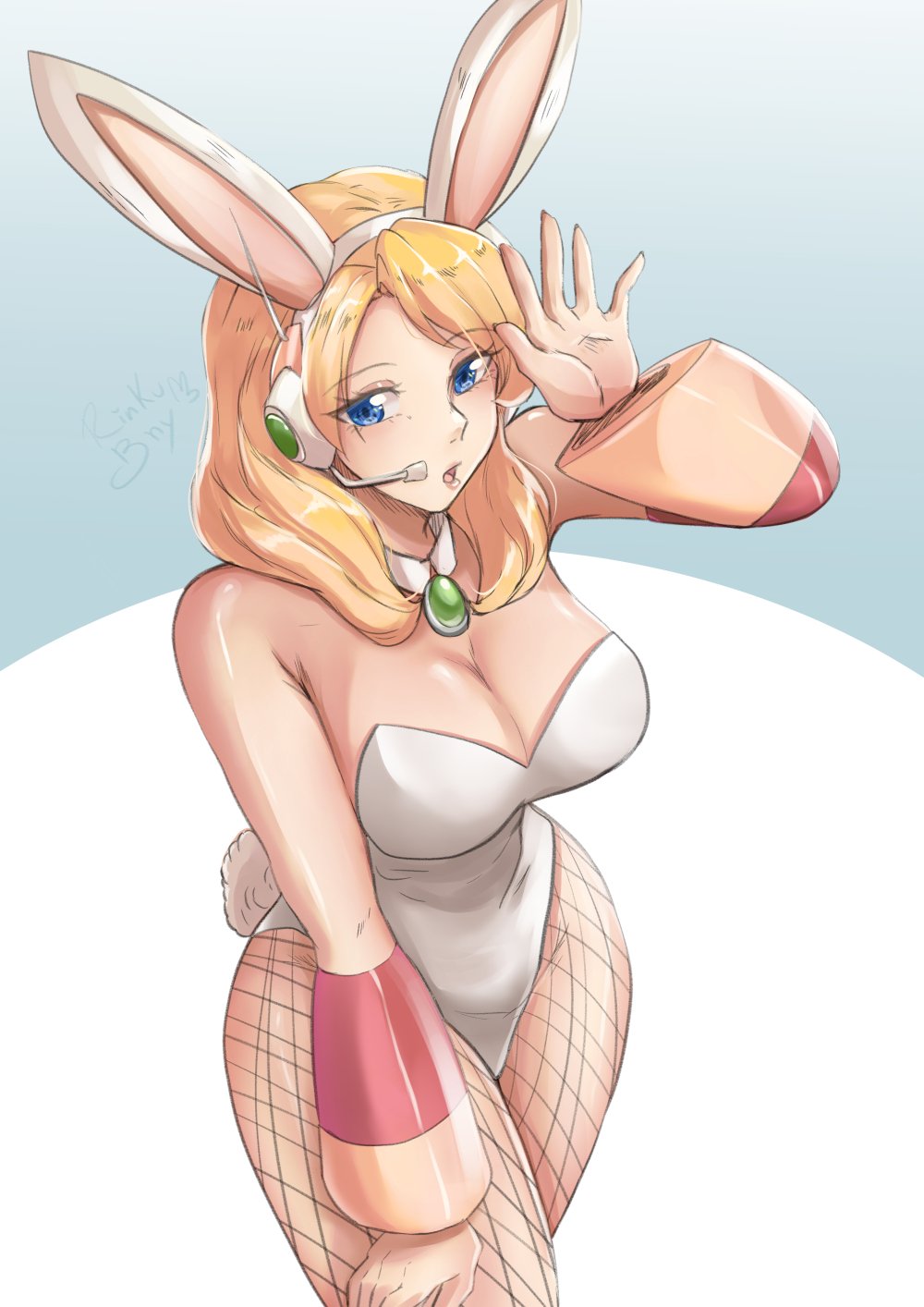 alia blonde_hair blue_eyes bunny_ears bunnysuit mega_man mega_man_x rinku_bny robot_girl