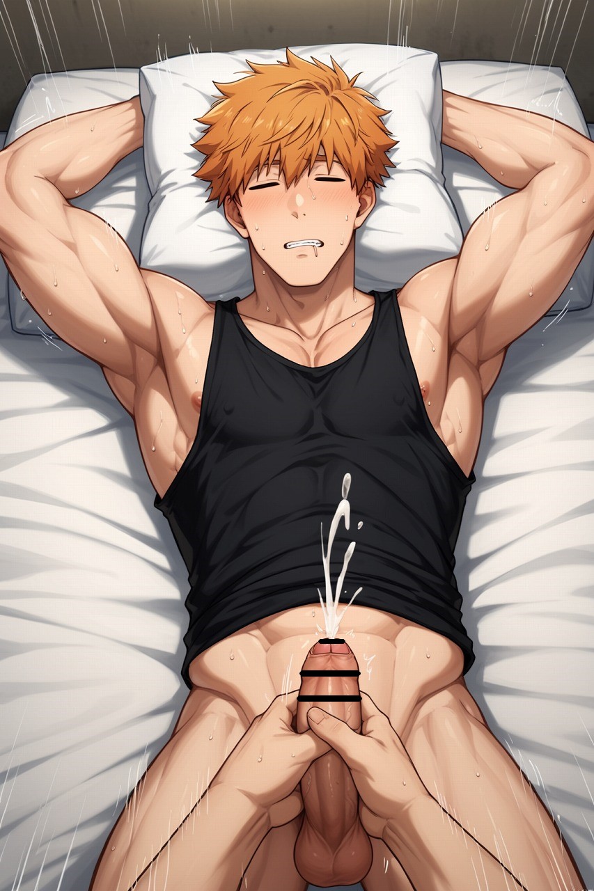 1boy ai_generated anal blue_lock censored cum gay ginger ginger_hair hatopo005 kunigami_rensuke male male_focus male_only muscular muscular_male penis solo_male yaoi