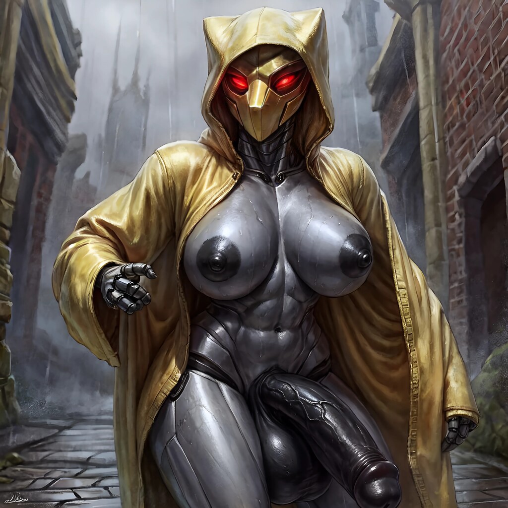 1:1 1futa 2d ai_generated big_breasts big_cock big_penis black_balls black_nipples black_penis breasts breasts_out coat dark_balls dark_nipples dark_penis futa_focus futa_only futa_solo futanari glowing glowing_eyes grcb_(character) grey_body grey_skin huge_breasts huge_cock krostyx mask partially_clothed partially_nude penis penis_out rain raincoat red_eyes robot robot_futa robot_girl solo solo_female solo_futa solo_robot tits_out wet wet_body wet_clothes wet_skin yellow_coat yellow_mask yellow_raincoat