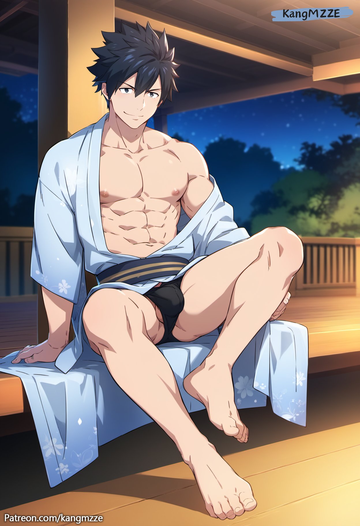 1boy ai_generated anal cum fairy_tail gay gray_fullbuster kangmzze male male_focus male_only muscular muscular_male penis solo_male yaoi