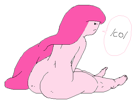 adventure_time ass completely_nude female_only ms_paint pink_hair pink_skin princess_bubblegum solo tagme unhappy_female