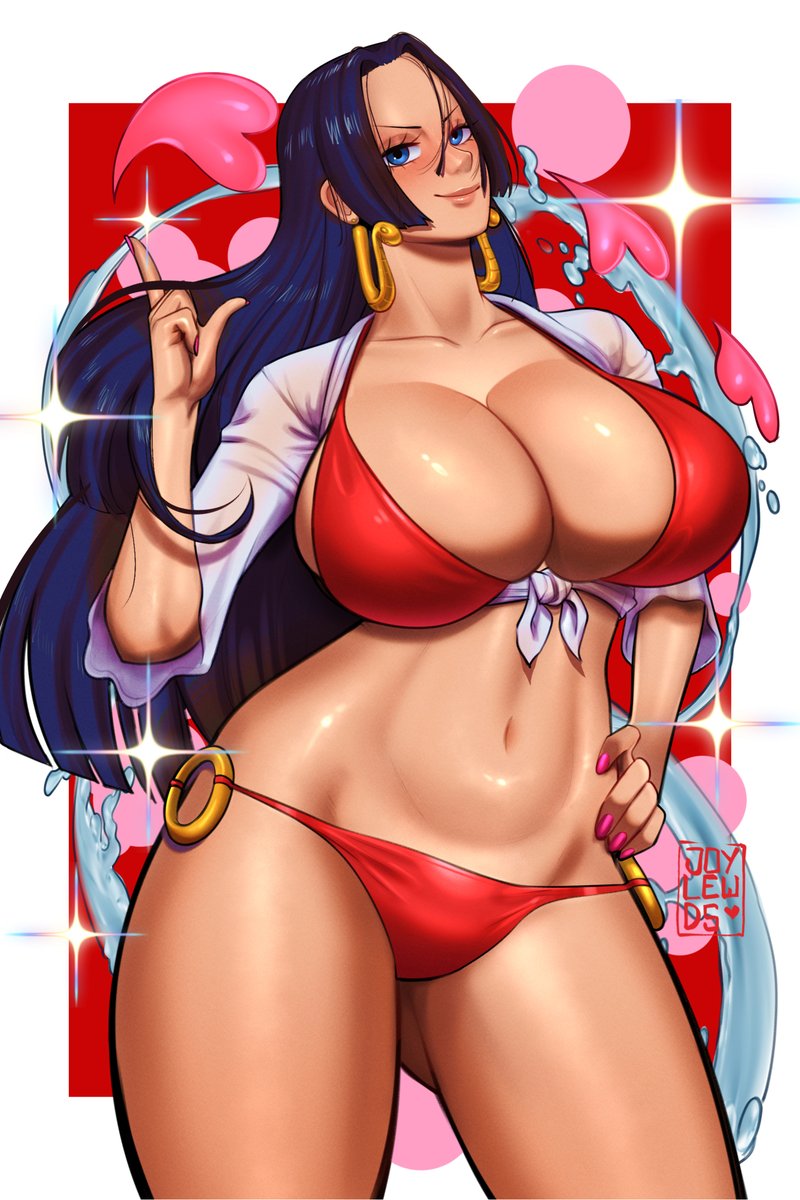 big_breasts black_hair boa_hancock female female_only huge_breasts joylewds long_hair one_piece painted_nails