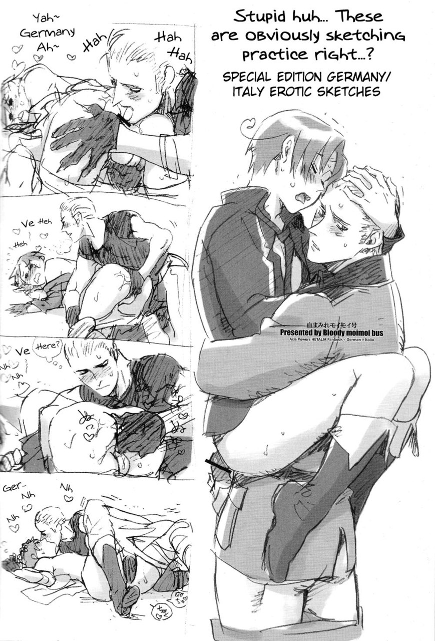 2boys axis_powers_hetalia comic feliciano_vargas gay germany_(hetalia) italy_(hetalia) ludwig_weillschmidt male_only monochrome multiple_boys yaoi