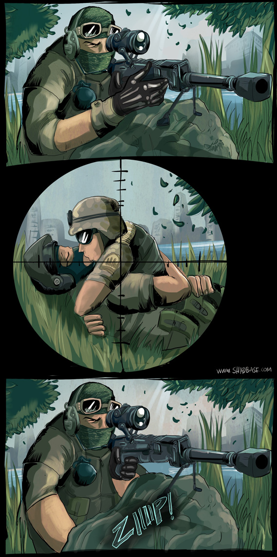 3boys battlefield_(series) comic grass kissing male male_only mask outdoors shadman sniper_rifle yaoi