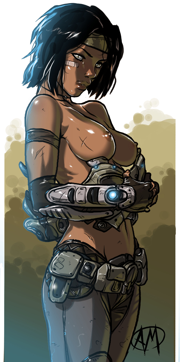 dark-skinned_female dark_skin female female_only ganassa gears_of_war human samantha_byrne scar solo tagme