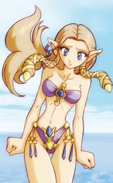 bent_wrist bikini blonde_hair mauroz nintendo princess_zelda shy the_legend_of_zelda twilight_princess zelda_(twilight_princess)