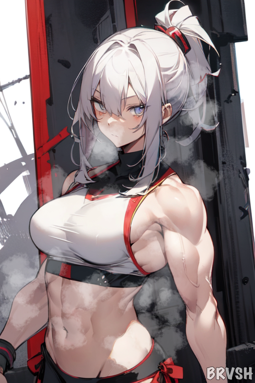 1female abs ai_generated anime_style big_breasts brvsh domination female female femdom fetish lifting muscle_girl musclemommy muscular muscular_female smelly smelly_armpits solo stinky stinky_armpits sweat sweaty taller_girl white_hair